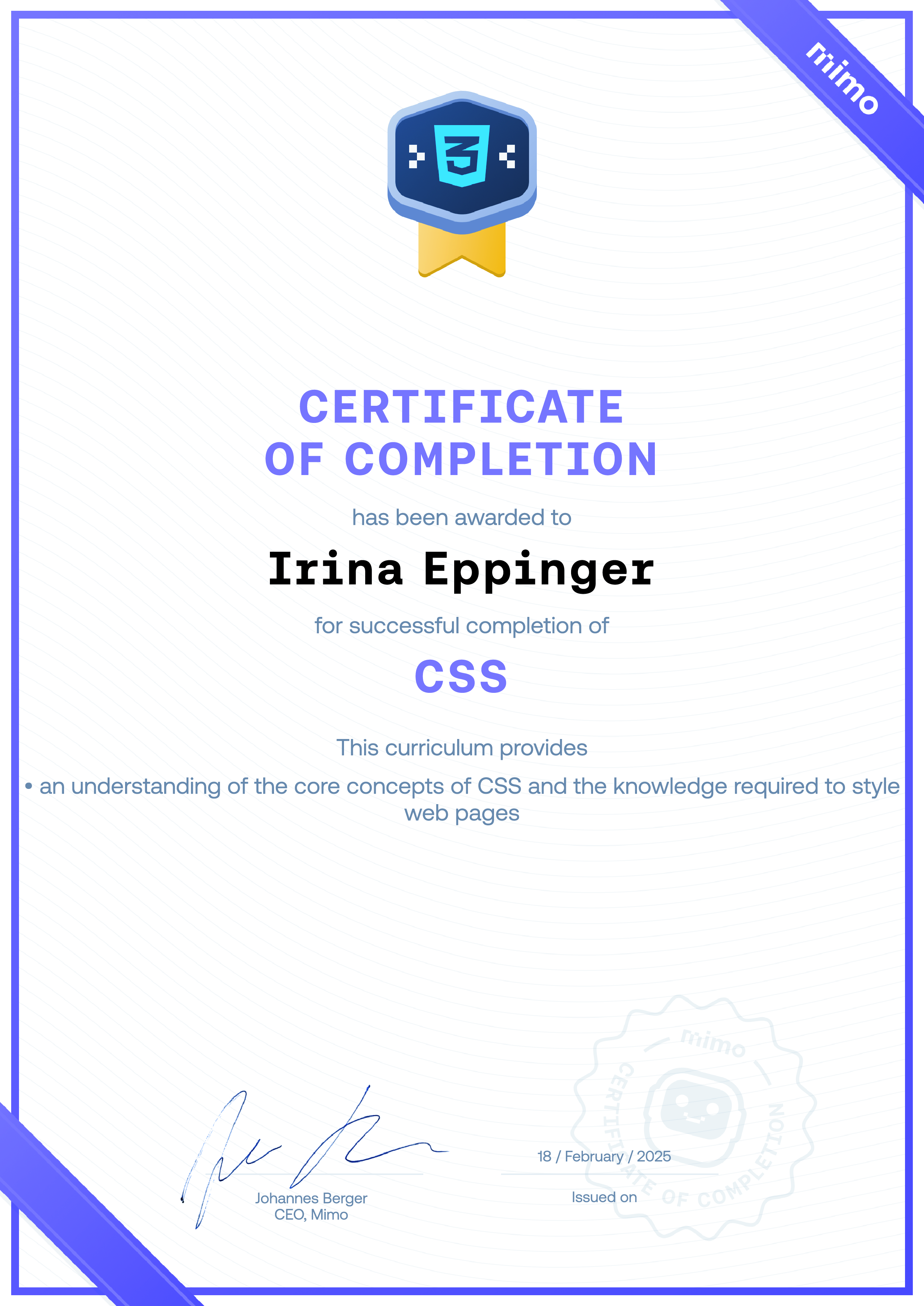CSS Zertifikat